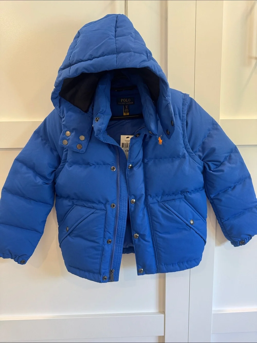 Polo by Ralph Lauren Kids Bright Blue Hooded Quilted Puffer Jacket/vest
